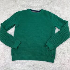 Izod boy's long sleeve crew neck ribbed knit pullover sweater in green